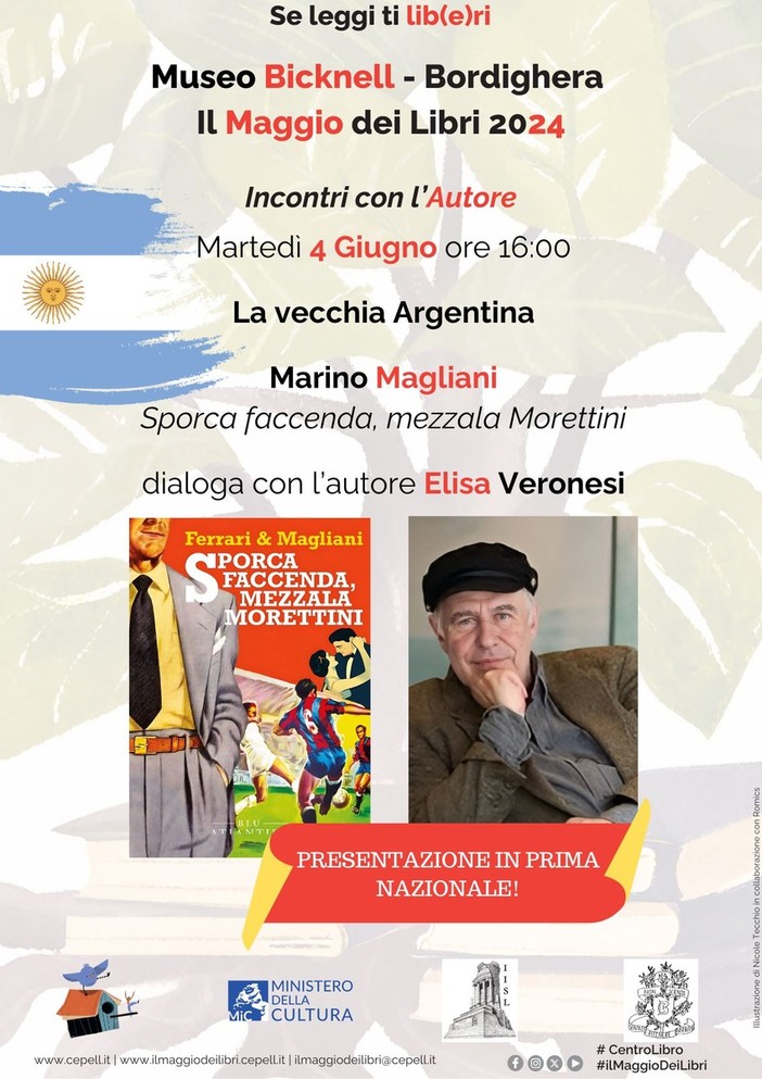 Bordighera, oggi la presentazione di “Sporca faccenda, mezzala Morettini” di Magliani e Ferrari