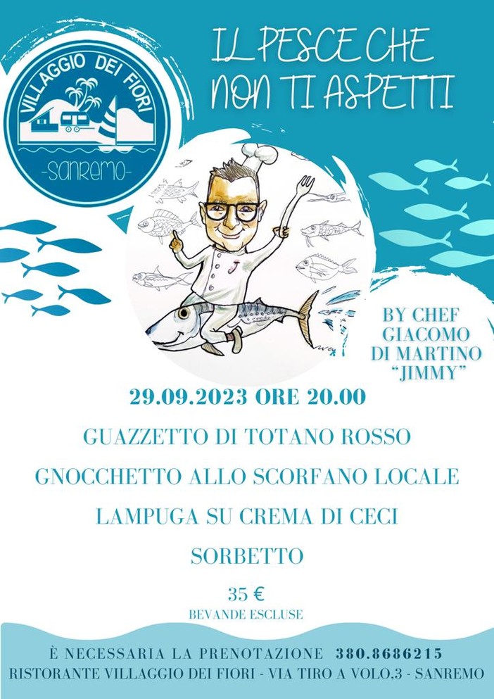 Sanremo al Villaggio dei Fiori venerdì 29 settembre riprendono le serate a tema con le delizie nascoste del nostro mare.