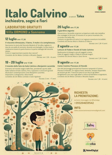 Sanremo: al via laboratori gratuiti per i più piccoli dedicati a Italo Calvino curati dall’Associazione Talea