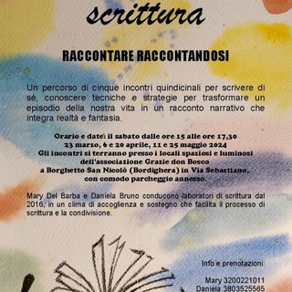 Bordighera, al via il laboratorio di scrittura 'Raccontare Raccontandosi'