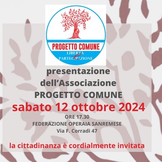 Domani alla federazione operaia sanremese la presentazione della nuova associazione Politico-socio-culturale' Progetto Comune'