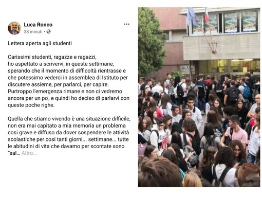 Coronavirus, scuole chiuse fino al 3 aprile, il preside del Ruffini scrive agli studenti &quot;Continuate, anzi aumentate il vostro impegno nello studio&quot; (la lettera)