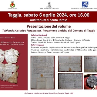 Sabato la presentazione del volume &quot;Tabiensis Historiae Fragmenta. Pergamene antiche dal Comune di Taggia&quot;