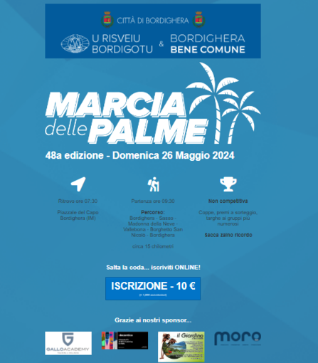 Bordighera, domenica la “Marcia delle Palme”: appuntamento sul Piazzale del Capo