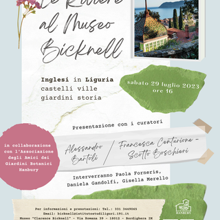 Bordighera: 'Le Riviere al Museo Bicknell', domani il secondo incontro nel giardino del Museo Bicknell