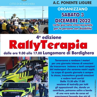 Bordighera: fine settimana prossimo ritorna la 4ª edizione dell'evento 'Rallyterapia'