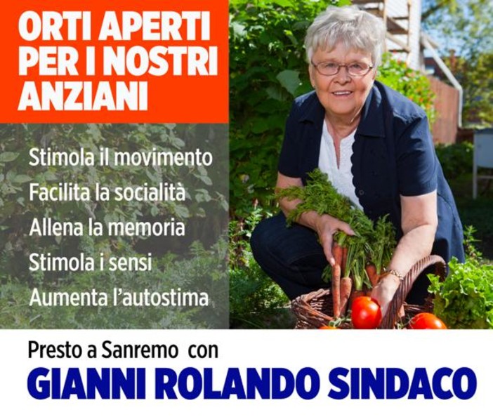 Elezioni Sanremo, il candidato sindaco Gianni Rolando: &quot;Orti aperti per i nostri anziani&quot;