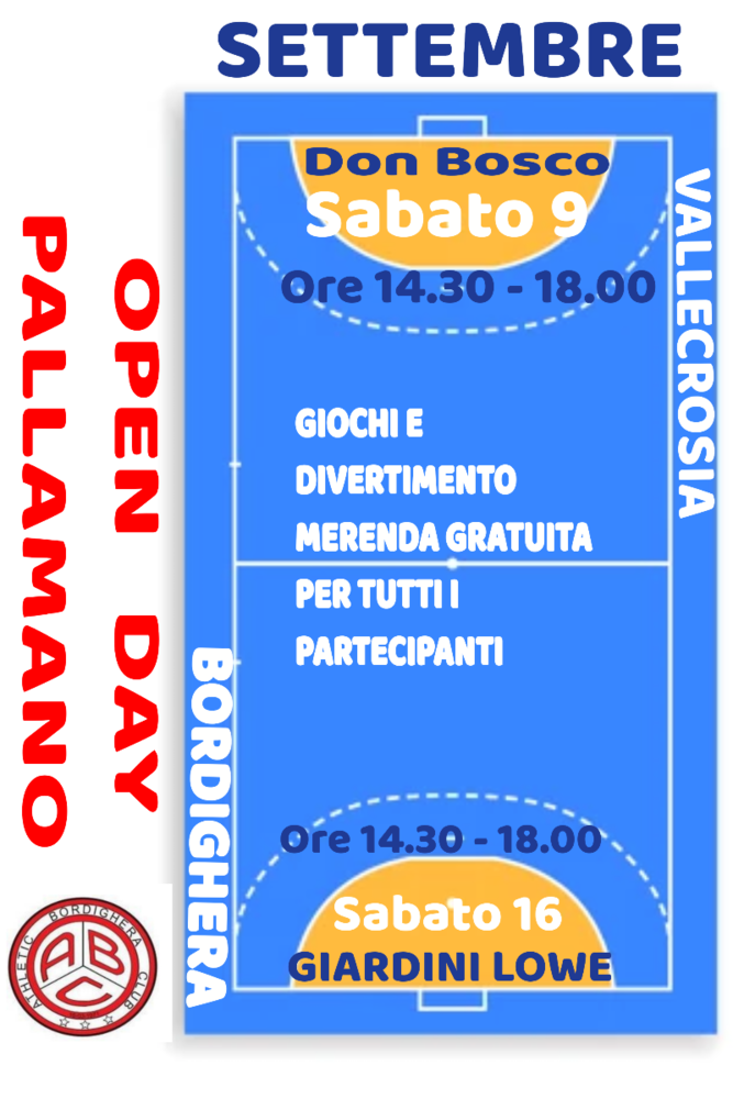 A settembre gli Open Day di pallamano con la ABC Bordighera