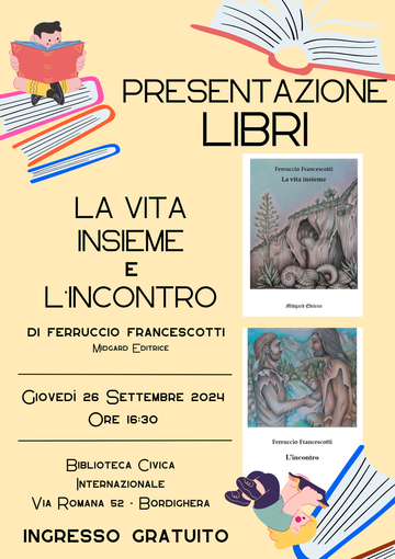 Bordighera, giovedì incontro alla biblioteca civica  con l'autore Ferruccio Francescotti