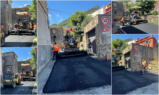 Ventimiglia, al via i lavori di asfaltatura: primo intervento a Seglia (Foto e video)
