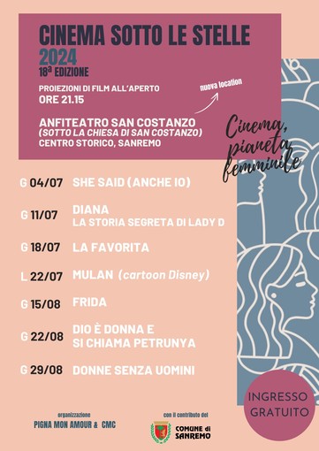 Doppio appuntamento per il “Cinema sotto le stelle” di Sanremo in Anfiteatro San Costanzo il 18 e il 22 luglio