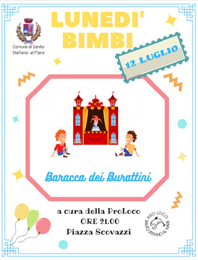 Santo Stefano al Mare: questa sera in piazza Baden Powell appuntamento con 'Lunedì Bimbi'