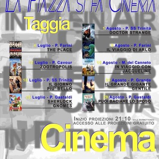 A Taggia torna stasera il cinema all'aperto, proiezioni per la famiglia alla scoperta delle piazze del centro storico