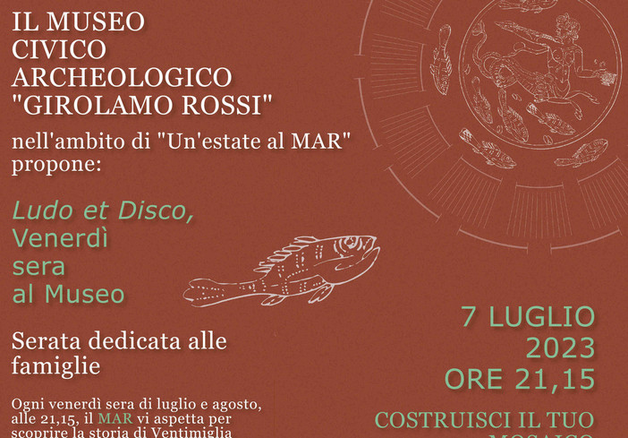 Nuova iniziativa del MAR di Ventimiglia:  Ludo et Disco, venerdì sera al Museo