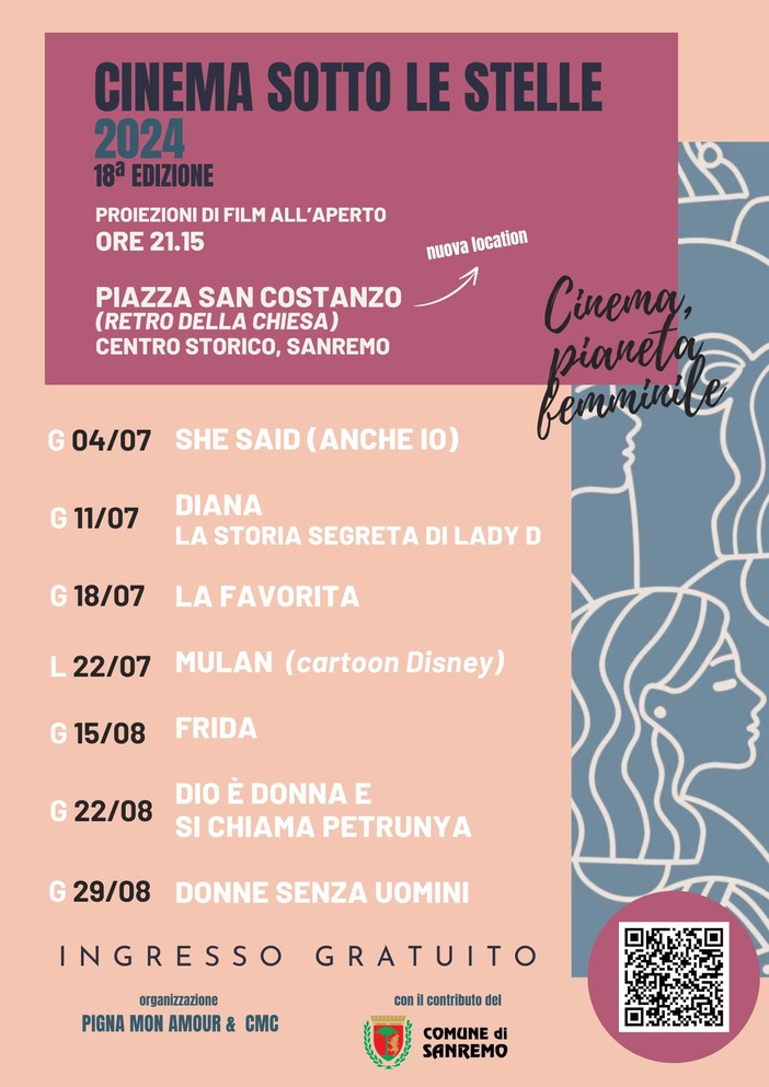 Dal 4 luglio al 29 agosto torna a Sanremo il “Cinema sotto le stelle”