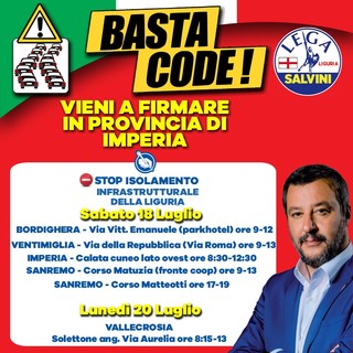 Nel weekend gazebo della Lega in provincia di Imperia per dire stop all'isolamento della Liguria