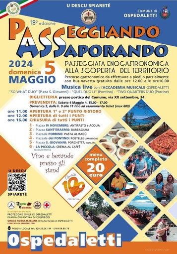 Ospedaletti, domenica torna “Passeggiando Assaporando – Passeggiata enogastronomica alla scoperta del territorio”