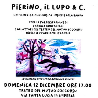 La Filarmica di Imperia e il teatro del Mutuo Soccorso domenica insieme con lo spettacolo 'Pierino e il lupo'