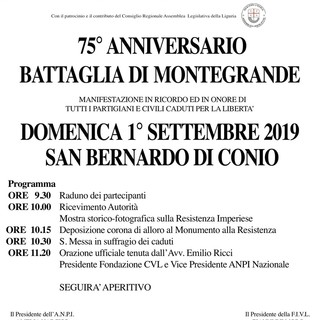 Borgomaro: domenica la cerimonia per il 75º anniversario della Battaglia di Montegrande