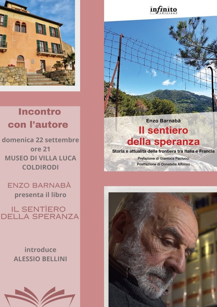 Sanremo, domenica a Coldirodi la presentazione de &quot;Il sentiero della speranza. Storia e attualità della frontiera tra Italia e Francia&quot;,