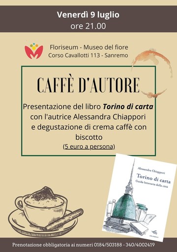 Sanremo: venerdì al Floriseum la presentazione di &quot;Torino di carta&quot; di Alessandra Chiappori