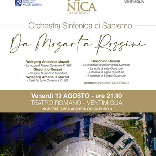 Venerdì al teatro romano di Ventimiglia il concerto della Sinfonica di Sanremo: &quot;Da Mozart a Rossini&quot;