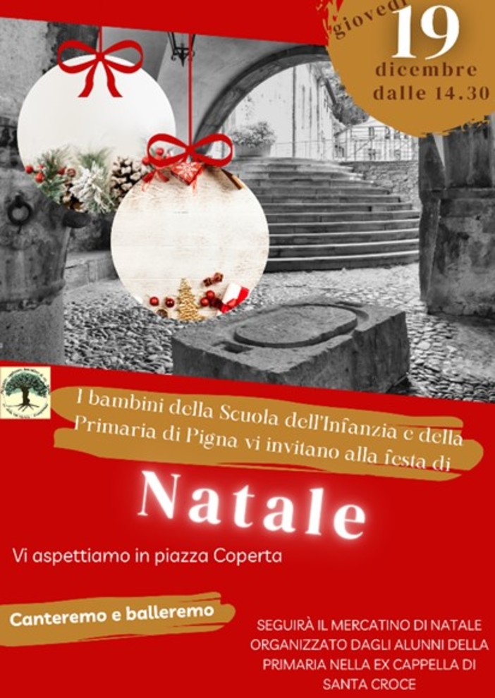 Pigna, giovedì grande festa di Natale per gli alunni della scuola dell'Infanzia e della Primaria