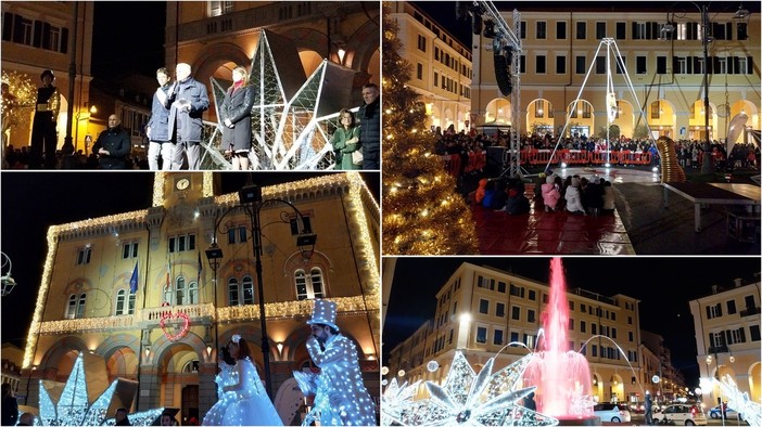 Imperia, si accendono le luminarie con un cuore dedicato alla giornata contro la violenza sulle donne (foto e video)