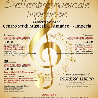 ‘Settembre musicale imperiese’, da domenica al via stagione concertistica del Centro studi musicali ‘G. Amadeo’