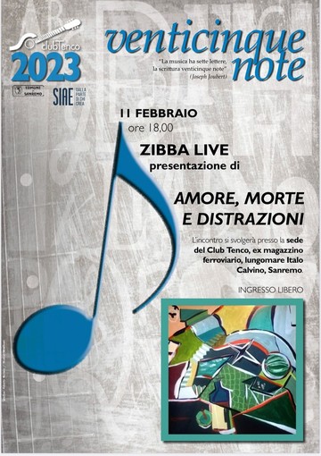 Sanremo, domani al club Tenco incontro con il cantautore Zibba