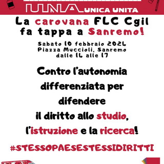 La Carovana della FLC CGIL fa tappa a Sanremo per dire no all’autonomia differenziata