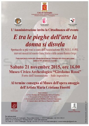 Ventimiglia: alle 16, al Museo 'Girolamo Rossi' spettacolo teatrale itinerante dedicato alle donne