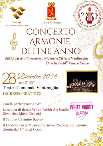 Ventimiglia accoglie il nuovo anno con il concerto dell’Orchestra Filarmonica Giovanile: “Armonie di Fine Anno”