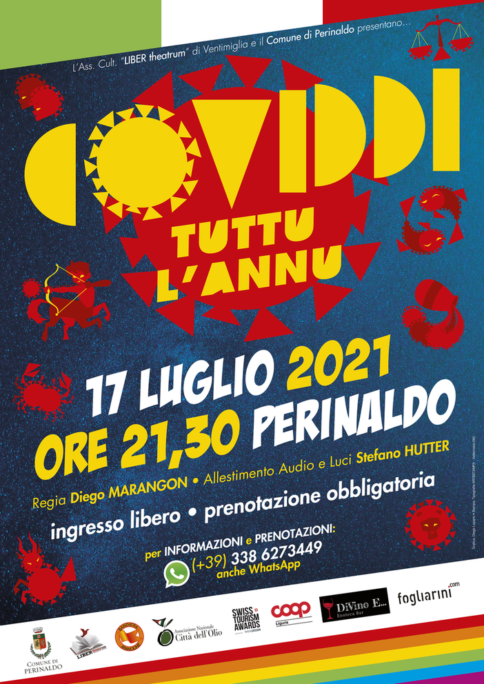 Perinaldo: sabato 17 Liber Theatrum porta in scena lo spettacolo &quot;Coviddi tuttu l'annu&quot;