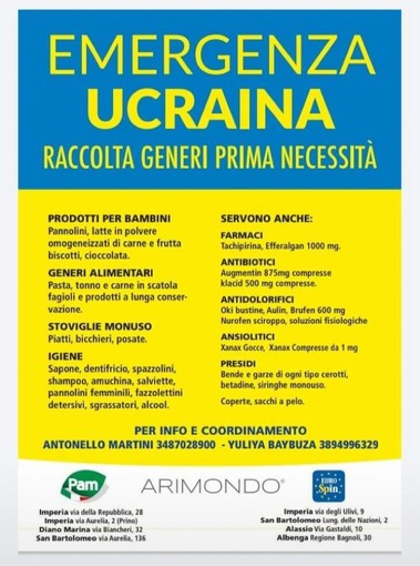 Imperia, la Chiesa di Cristo Re aderisce alla raccolta di aiuti per l'Ucraina