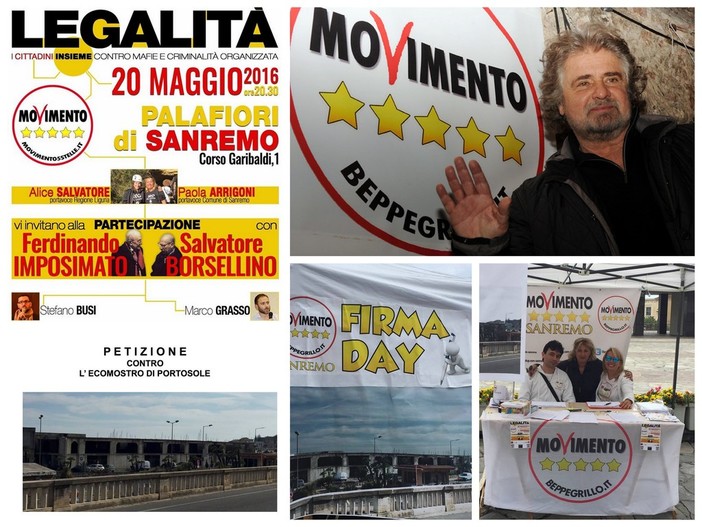 Sanremo: un maggio 'caldo' per il Movimento 5 Stelle, ieri la raccolta firme contro l'ecomostro ma le iniziative in programma sono tante