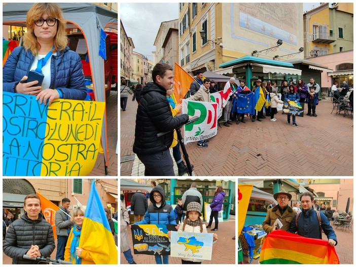 Imperia, Partito Democratico e Graf gruppo radicale in piazza per la pace a un anno dalla guerra (Foto)