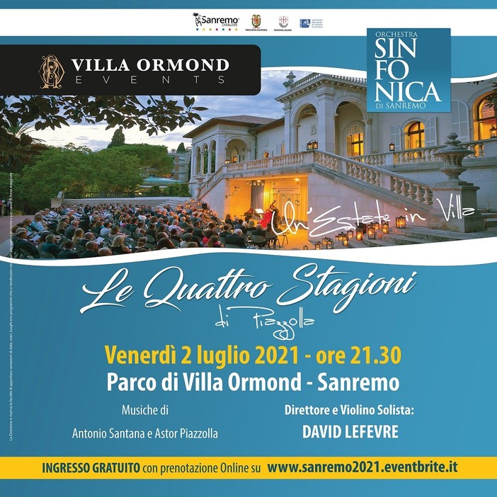 Dal 14 luglio partirà la nuova stagione della Sinfonica di Sanremo, anticipato venerdì 2 dal prologo in villa Ormond