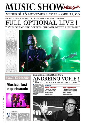 Sanremo: stasera musica live al Victory Morgana Bay con i Full Optional, guest star Andreino Voice