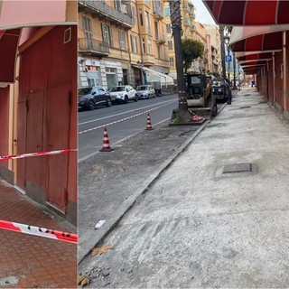 Ventimiglia, Di Muro: &quot;L'asfalto si adatta bene alle funzioni del marciapiede dal mercato coperto&quot; (Foto)