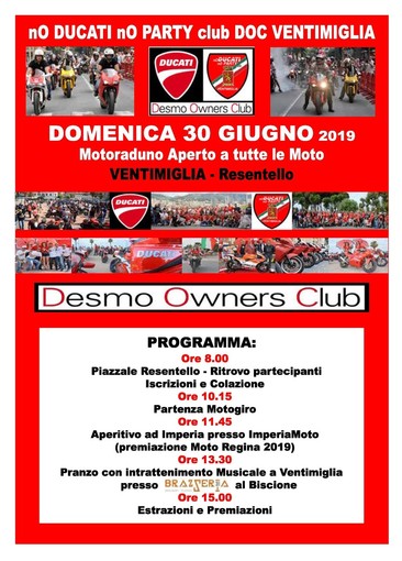 Ventimiglia: domenica motoraduno organizzato dal 'No Ducati No Party Club', il presidente &quot;E' un evento aperto a tutte le moto&quot;