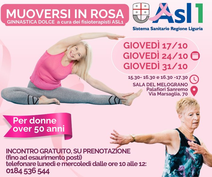 'Muoversi in rosa', l'appuntamento di Asl1 con la ginnastica dolce: aperte le prenotazioni