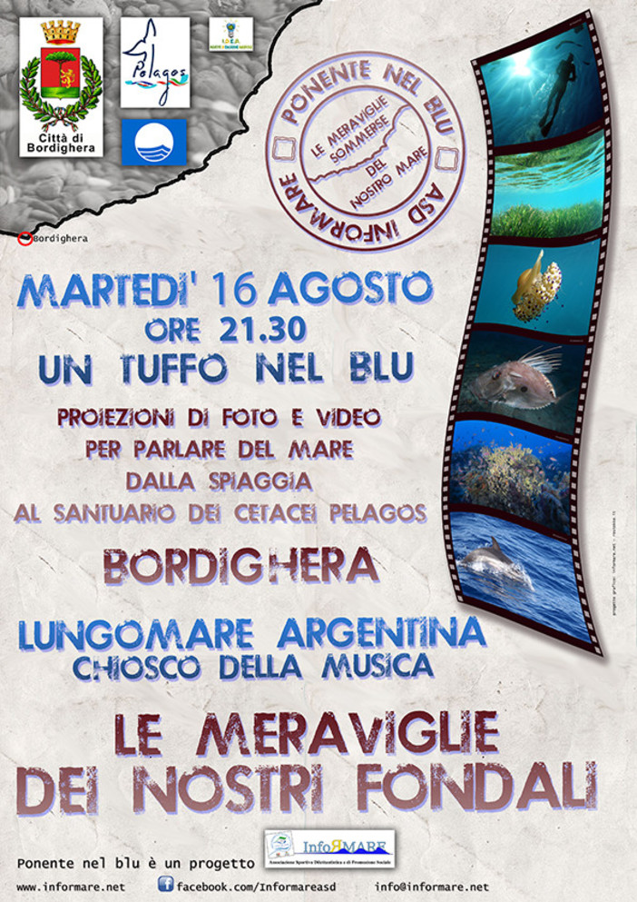 Bordighera: stasera incontro al Chiosco della Musica sulla biodiversità del mare