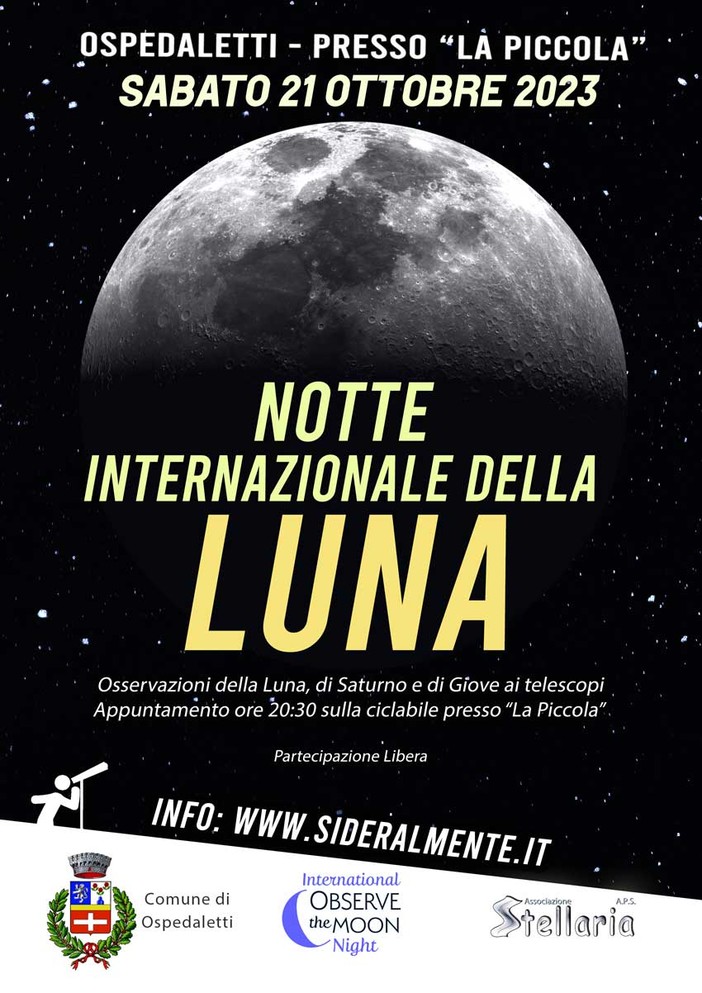 Ospedaletti: appuntamento con la Luna in occasione dell'evento mondiale patrocinato dalla NASA