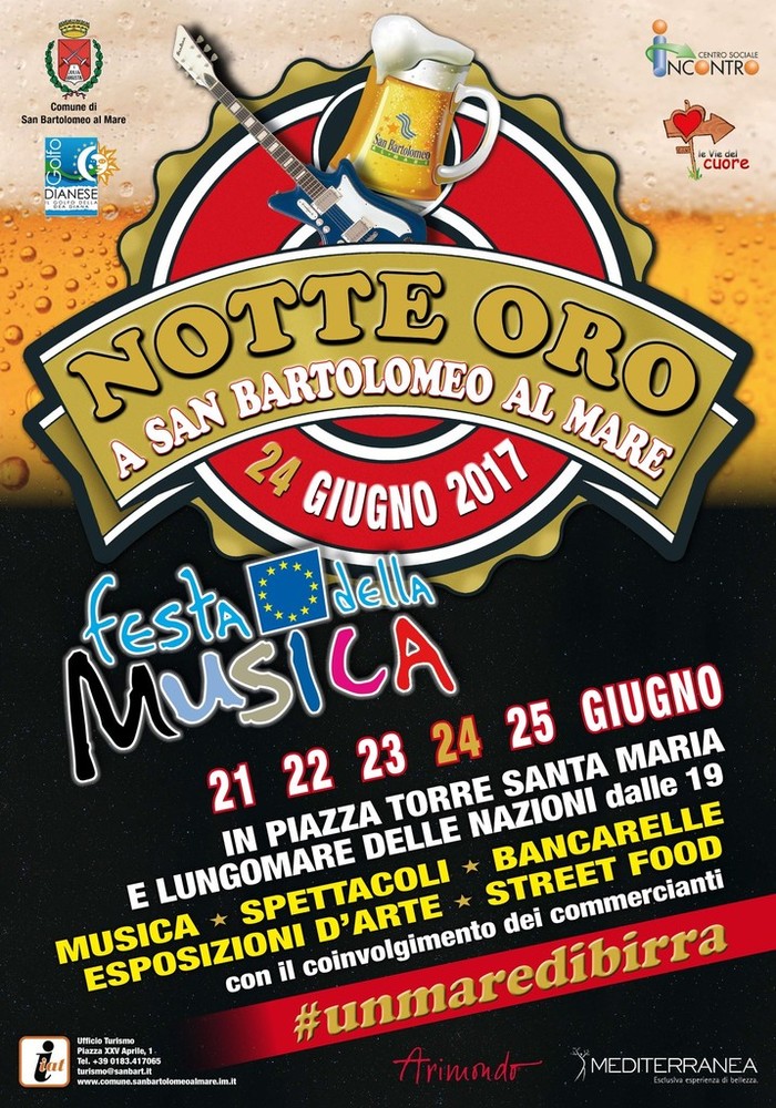 Stasera la Notte Oro di San Bartolomeo al Mare a coronamento degli eventi per la Festa Europea della Musica