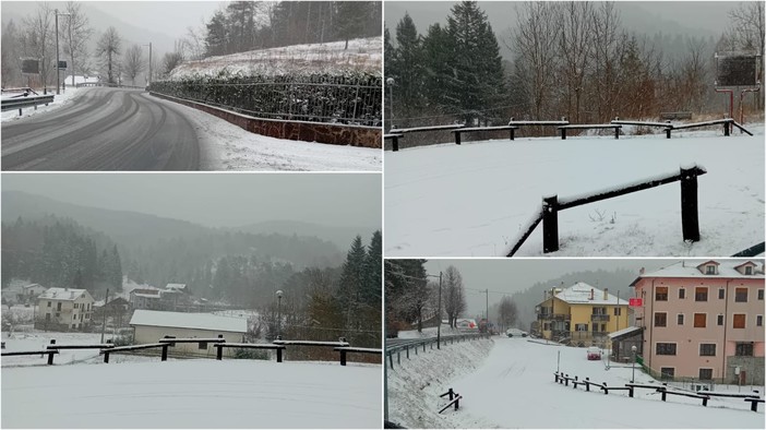 Fiocchi di neve imbiancano il colle di Nava (foto)