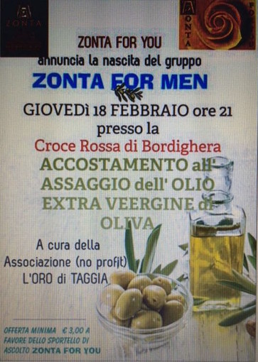 Bordighera: nasce lo Zonta for Man, con una serata dedicata all'olio di oliva