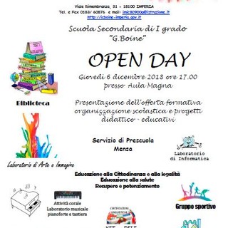 Imperia: giovedì 6 dicembre, 'Open Day' all'Istituto Comprensivo 'G. Boine'