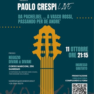 Paolo Crespi in concerto nel negozio Divani &amp; Divani di Sanremo