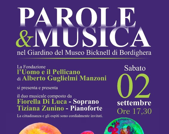 ‘Parole e Musica’ presso il giardino del Museo Bicknell di Bordighera